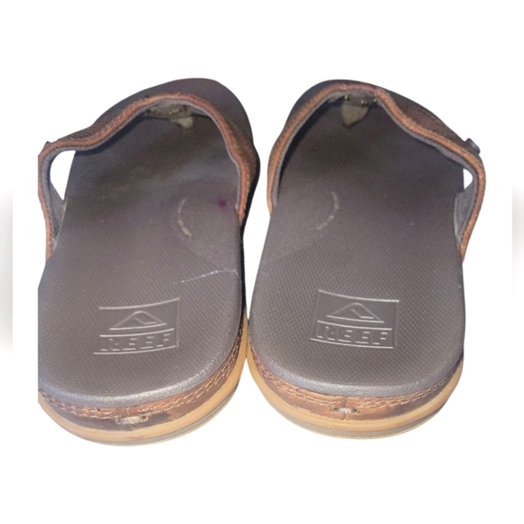 Reef Men's Brown Leather Cushion Lux Thong Flip Flops US 8 EU 40 - Picture 3 of 10